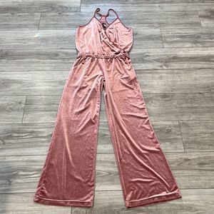Young Fabulous & Broke Blush Velvet Jumpsuit